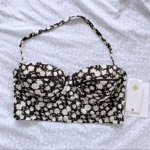 Tory Burch Black Orchard Bikini Top